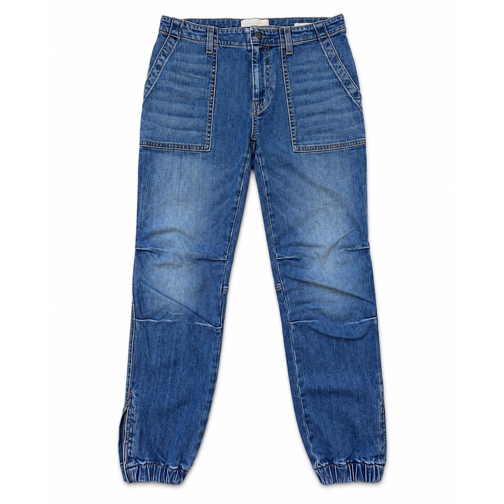Nili Lotan French Military Cropped Denim Jogger Jeans Ankle Zip 2609988 Size 26